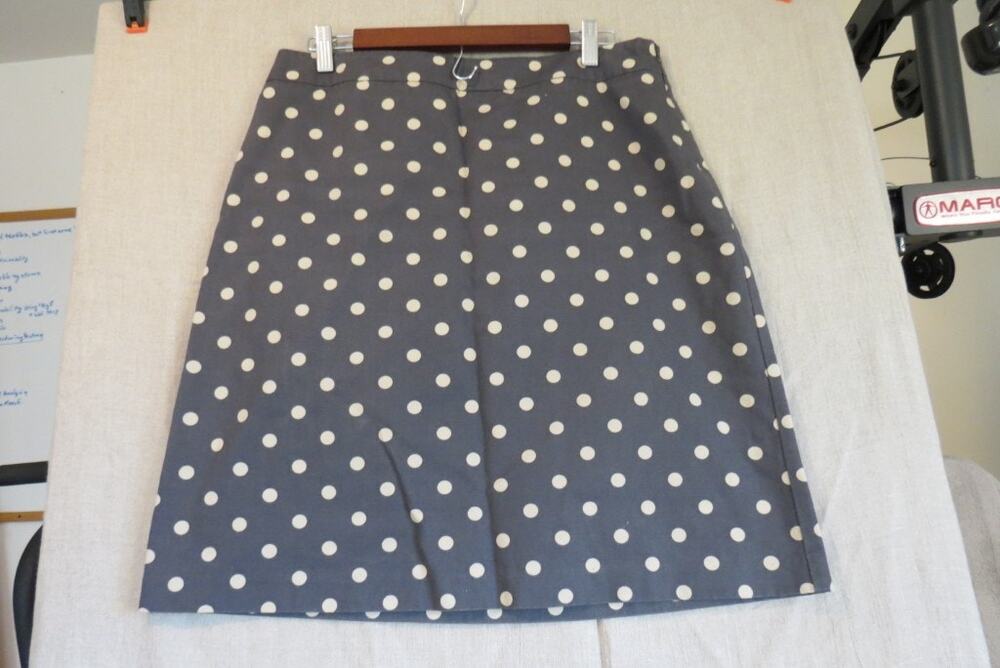 Boden polka dot grey/cream knee length a-line skirt